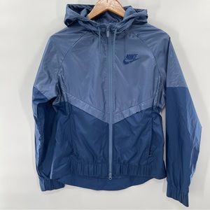 Nike Blue on Blue Hooded Windbreaker Jacket Size Small